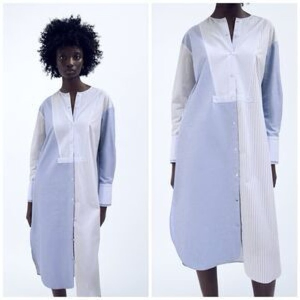ZARA BNWT Patchwork Shirt Dress Size XS